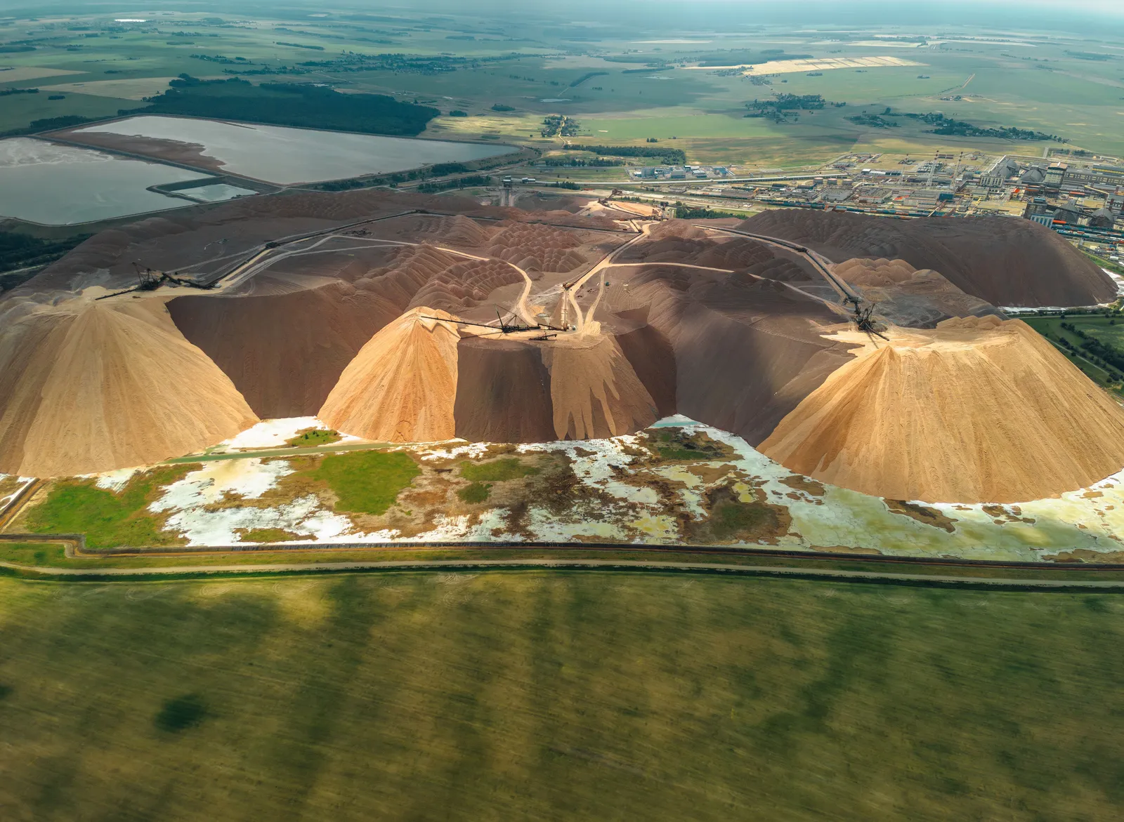 Mine spoil heaps in a farmed landscape, library photograph