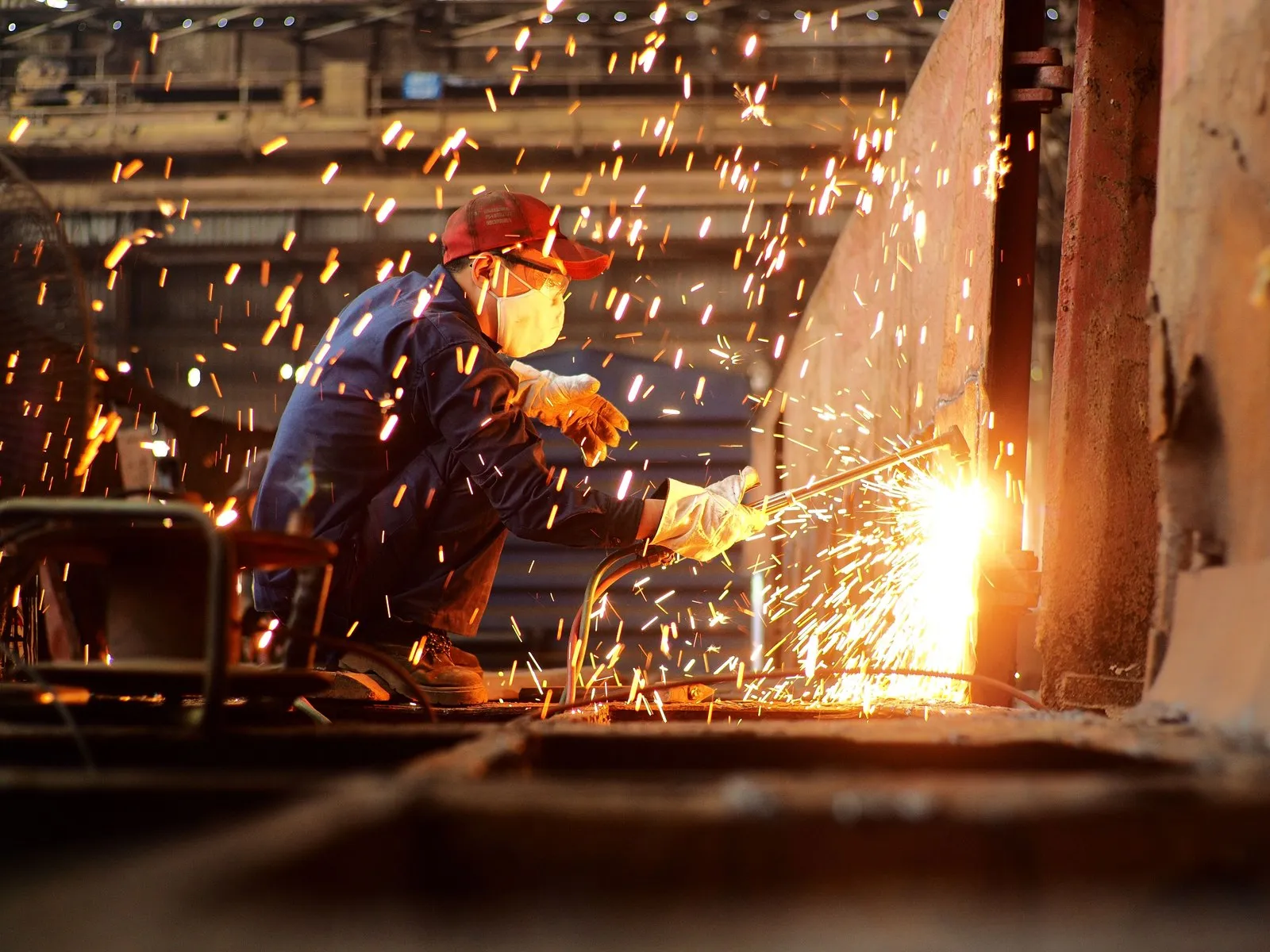 Welder at work, library photograph